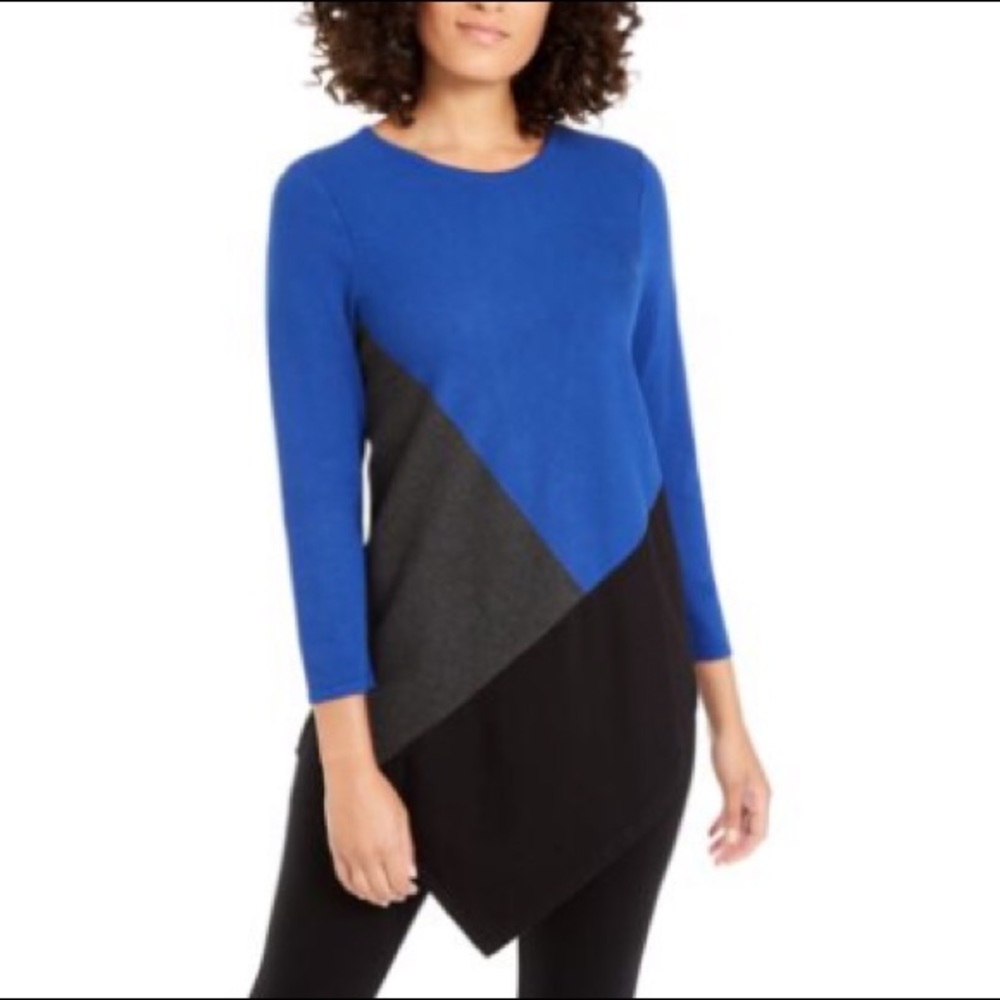 Colorblock Women's Sweater - Blue, Gray, and Black